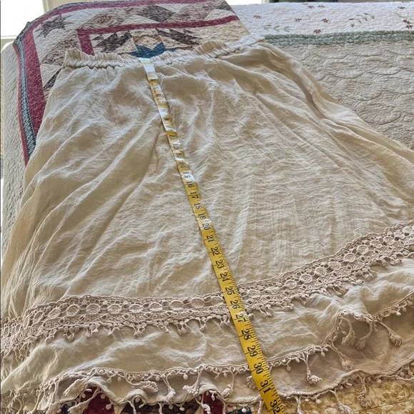 Boho Cream Skirt with Lace Trim - Picture 6 of 6